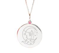 LKBEADS Argent sterling 925 | Collier lune endormie | Pendentif délicat croissant | Avec chaîne de 45 cm. Taille : 24 mm | Breloque visage plaquée argent unisexe |LKRPS_00119