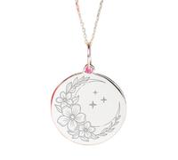 LKBEADS Argent sterling 925 | Collier lune et fleurs | Pendentif céleste | Avec chaîne de 45 cm. Taille : 24 mm | Charm délicat croissant d'étoile plaqué argent, unisexe | LKRPS_00232