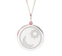LKBEADS Argent sterling 925 | Collier lune et soleil | Pendentif céleste | Avec chaîne de 45 cm. Taille : 24 mm | Charm croissant délicat plaqué argent, unisexe | LKRPS_00061