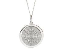 LKBEADS Argent sterling 925 | Collier Roue du Dharma | Pendentif Dharmachakra | Avec chaîne de 45 cm. Taille : 24 mm | Charm Dharma délicat plaqué argent unisexe | LKRPS_00004