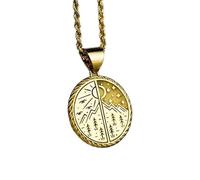 LKBEADS Argent sterling 925 Soleil et Lune Forêt de Montagne | LK_NLC_00375 | Collier plaqué or avec pendentif rond animal et chaîne maille forçat de 45 cm (18 pouces) 24 mm personnalisable nature