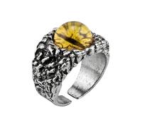 LKBEADS Bague ajustable en acier inoxydable œil de dragon, iris doré, style gothique fantastique, guerrier reptile, bague tendance unisexe pour homme et femme |LK_0028_BBL