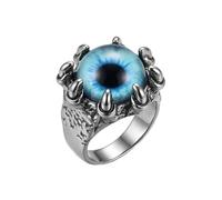 LKBEADS Bague œil de dragon bleu ajustable en acier inoxydable, style gothique, griffes imposantes, accessoire de mode motard inspiré des créatures mythiques et fantastiques, unisexe |LK_0087_RRJ