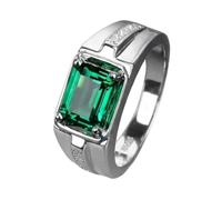 LKBEADS Bague pour homme et pierre précieuse émeraude |LK_MEN_00082 | Bague imposante en argent plaqué, ornée de pierres vertes de forme coussin et ronde, bijou fait main