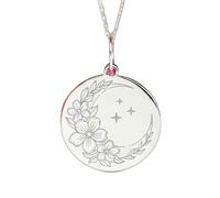 LKBEADS Bague ronde croissant de lune à motif floral gravé | LK_NLC_02411 | plated 24mm round bowling ball and pins charm with 18 inch cable chain sports jewelry polished