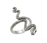 LKBEADS Bague serpent ajustable en acier inoxydable, motif écailles de reptile, style gothique fantaisie, accessoire symbolique inspiré du monde animal