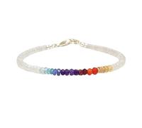 LKBEADS Bracelet à 7 pierres chakras, perles rondes et rondelles de 3,5 à 4 mm, à facettes, fermoir plaqué argent de 17,8 cm, pour hommes et femmes | LK_STACK_00024
