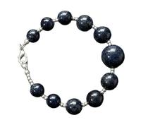 LKBEADS Bracelet à maillons en saphir bleu naturel de 8 à 16 mm, pierre ronde à taille lisse, couleur bleue, bracelet empilable de 19 cm (7,5 pouces), bijou fait main |LK_SLNK_00042