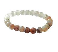 LKBEADS Bracelet élastique en agate et sélénite naturelles du Botswana, 8 mm | Pierre ronde à taille lisse | Pierre multicolore | Bijou fait main | LK_WOSB_00227_7.5