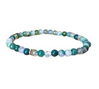 LKBEADS Bracelet élastique en agate mousse naturelle 4 mm | Pierre ronde à facettes lisses | Pierre multicolore | Bracelet de guérison | Bijou fait main | LK_WOSB_00548_7