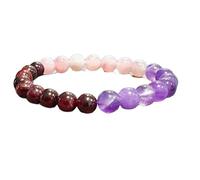 LKBEADS Bracelet élastique en grenat, améthyste et quartz rose naturels, 8 mm | Pierre ronde à taille lisse | Pierre multicolore | Bijou fait main | LK_WOSB_00237_7.5