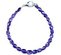 LKBEADS Bracelet en améthyste ovale à facettes de 4 x 6 mm, fermoir plaqué argent de 17,8 cm, pour hommes et femmes | LK_STACK_00232