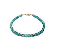 LKBEADS Bracelet en apatite bleu ciel, perles à facettes de 3 à 3,5 mm, forme rondelle, fermoir plaqué argent, 17,8 cm, pour hommes et femmes | LK_STACK_06118