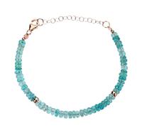 LKBEADS Bracelet en apatite bleu ciel, perles facettées de 3 à 3,5 mm, forme rondelle, 17,8 cm, réglable, plaqué or rose, pour hommes et femmes | LK_STACK_06119