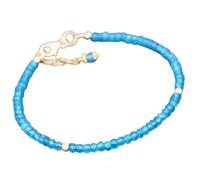 LKBEADS Bracelet en apatite bleu néon, perles à facettes de 3 mm, forme rondelle, fermoir plaqué or réglable de 17,8 cm, pour hommes et femmes | LK_STACK_05150
