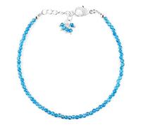 LKBEADS Bracelet en apatite bleu néon, perles rondes à facettes de 2 à 2,5 mm, fermoir plaqué argent réglable de 17,8 cm, pour hommes et femmes | LK_STACK_05161