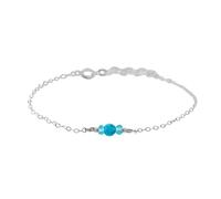 LKBEADS Bracelet en apatite bleu néon, perles rondes de 2 à 4 mm, coupe lisse, 17,8 cm, fermoir plaqué argent réglable, pour hommes et femmes | LK_STACK_05164
