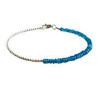 LKBEADS Bracelet en apatite bleu néon, perles rondes de 3 mm, taille lisse, fermoir plaqué argent, 17,8 cm, pour hommes et femmes | LK_STACK_05157