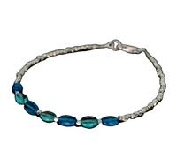 LKBEADS Bracelet en apatite bleue ovale à facettes de 4 x 7 mm, fermoir plaqué argent de 17,8 cm, pour hommes et femmes | LK_STACK_01367