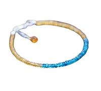 LKBEADS Bracelet en citrine et apatite bleu néon, perles facettées de 3 à 3,5 mm, taille rondelle, fermoir plaqué argent réglable de 17,8 cm, pour hommes et femmes | LK_STACK_07366