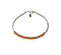 LKBEADS Bracelet en cornaline de 3 à 3,5 mm, perles à facettes, forme rondelle, fermoir plaqué argent, 17,8 cm, pour hommes et femmes | LK_STACK_01781