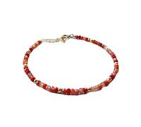 LKBEADS Bracelet en cornaline de 3 mm, perles rondes et lisses, fermoir plaqué or réglable de 17,8 cm, pour hommes et femmes | LK_STACK_01872