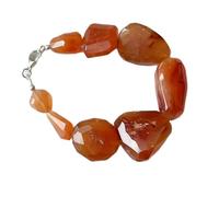 LKBEADS Bracelet en cornaline naturelle à maillons, pierre précieuse orange facettée, forme roulée, 15 x 10 à 25 x 25 mm, bracelet empilable de 19 cm (7,5 pouces), bijou fait main |LK_SLNK_00379