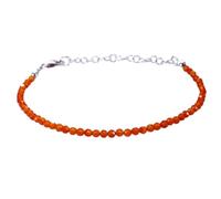 LKBEADS Bracelet en cornaline ronde de 2 mm, perles à facettes, fermoir plaqué argent réglable de 17,8 cm, pour hommes et femmes | LK_STACK_01823