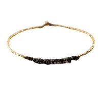 LKBEADS Bracelet en diamant noir de 2 à 3,5 mm, perles brutes taillées en forme de pépites, fermoir plaqué or de 17,8 cm, pour hommes et femmes | LK_STACK_00954