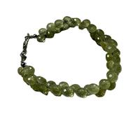 LKBEADS Bracelet en fluorite verte naturelle, pierre à maillons de 6 x 6 mm, taille oignon facettée, couleur verte, bracelet empilable de 18 cm (7 pouces), bijou fait main |LK_SLNK_00323