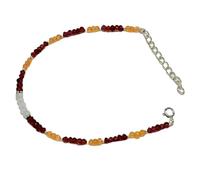 LKBEADS Bracelet en grenat, cornaline et pierre de lune arc-en-ciel, perles facettées de 3 mm, taille ronde, fermoir plaqué argent réglable de 17,8 cm, pour hommes et femmes | LK_STACK_07714