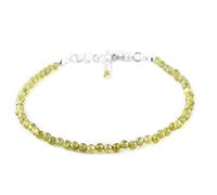 LKBEADS Bracelet en grenat démantoïde, perles rondes à facettes de 2,5 à 3 mm, fermoir plaqué argent réglable de 17,8 cm, pour hommes et femmes | LK_STACK_02343