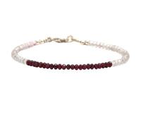 LKBEADS Bracelet en grenat et pierre de lune arc-en-ciel, perles facettées de 3 mm, fermoir plaqué argent de 17,8 cm, pour hommes et femmes | LK_STACK_07678