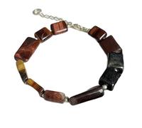 LKBEADS Bracelet en grenat naturel (12 x 10 à 23 x 12 mm), pierres multicolores, forme rectangulaire, taille lisse, 18 cm (7 pouces), bracelet empilable, bijou fait main |LK_SLNK_00220