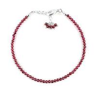 LKBEADS Bracelet en grenat rhodolite, perles rondes à facettes de 2 à 2,5 mm, fermoir plaqué argent réglable de 17,8 cm, pour hommes et femmes | LK_STACK_05800