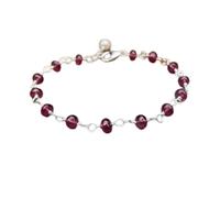 LKBEADS Bracelet en grenat rhodolite, perles rondes de 3,5 à 4 mm, taille lisse, fermoir plaqué argent, 17,8 cm, pour hommes et femmes | LK_STACK_05795