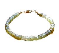 LKBEADS Bracelet en grenat vert, perles à facettes de 6 mm, forme cubique, 17,8 cm, fermoir plaqué or rose, pour hommes et femmes | LK_STACK_03465