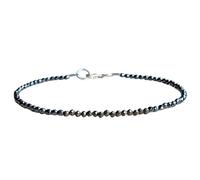 LKBEADS Bracelet en hématite et pyrite, perles rondes à facettes de 2 mm, fermoir plaqué argent de 17,8 cm, pour hommes et femmes | LK_STACK_07790