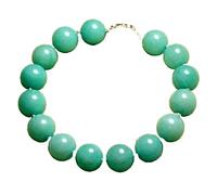 LKBEADS Bracelet en jade bleu aqua, perles rondes de 10 mm, coupe lisse, réglable, 17,8 cm, fermoir plaqué argent, pour hommes et femmes | LK_STACK_00625