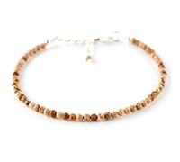LKBEADS Bracelet en jaspe camel, perles rondes à facettes de 3,5 mm, fermoir plaqué argent réglable de 17,8 cm, pour hommes et femmes | LK_STACK_01750