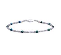 LKBEADS Bracelet en labradorite et chrysocolle, perles facettées de 2 à 2,5 mm, forme rondelle, fermoir plaqué argent, 17,8 cm, pour hommes et femmes | LK_STACK_07942