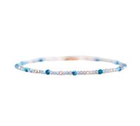 LKBEADS Bracelet en labradorite et chrysocolle, perles facettées de 2 à 2,5 mm, plaqué or rose, 17,8 cm, pour hommes et femmes | LK_STACK_07943
