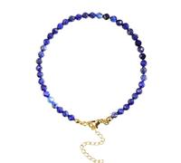 LKBEADS Bracelet en lapis-lazuli, perles rondes à facettes de 3 mm, fermoir plaqué or réglable de 17,8 cm, pour hommes et femmes | LK_STACK_04364