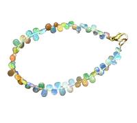 LKBEADS Bracelet en opale éthiopienne 4 x 6 mm, perles lisses en forme de poire, fermoir plaqué or de 17,8 cm, pour hommes et femmes | LK_STACK_02640