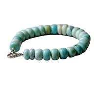 LKBEADS Bracelet en opale naturelle du Pérou, pierre précieuse de 10 x 8 mm, forme rondelle, taille lisse, couleur bleue, 19 cm (7,5 pouces), bracelet empilable, bijou fait main |LK_SLNK_00258