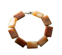 LKBEADS Bracelet en opale naturelle du Pérou, pierre précieuse de 20 x 16 mm, forme rectangulaire, taille lisse, couleur pêche, 19 cm (7,5 pouces), bracelet empilable, bijou fait main |LK_SLNK_00030