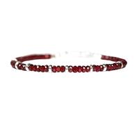 LKBEADS Bracelet en perles de grenat facettées de 3 mm, forme rondelle, 17,8 cm, fermoir plaqué argent réglable, pour hommes et femmes | LK_STACK_03133