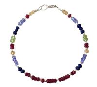 LKBEADS Bracelet en perles facettées de 3 mm en rubis, tanzanite, lapis-lazuli, péridot et citrine, fermoir plaqué argent de 17,8 cm, pour hommes et femmes | LK_STACK_08606