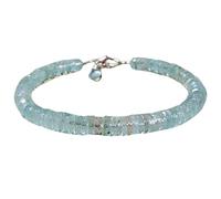 LKBEADS Bracelet en perles facettées en forme de rondelle d'aigue-marine de 5 mm, fermoir plaqué argent de 17,8 cm, pour hommes et femmes | LK_STACK_00758