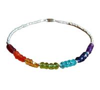 LKBEADS Bracelet en perles facettées en forme de rondelle de 3,5 à 4 mm, 7 pouces, avec fermoir plaqué argent, pour hommes et femmes | LK_STACK_00002